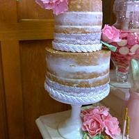 Semi-Naked Cake with Sugar Blooms