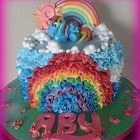 My little Pony Rainbow Dash Rainbow ruffle cake 