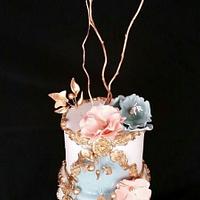A floral wedding cake