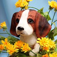 3D cake puppy Beagle in the basket of dandelions