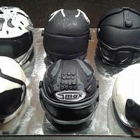 snow mobile helmet and cake 