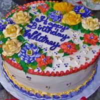 Happy buttercream flowers cake