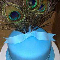 Peacock themed bridal shower cake 