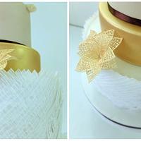 Wedding cake with peony and wafer papper