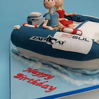 Boat birthday cake with figures