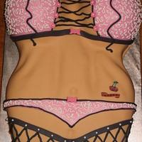 Bachelor Party Cake Female Body with cool designs and custom tattoo