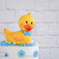 Rubber ducky baby shower cake 
