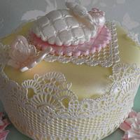 Ariel's ruffled lace cake