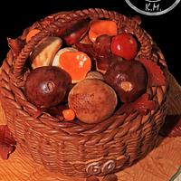 Basket with Mushrooms + TUTORIAL for making basket