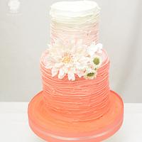 Rustic Cake in Coral with Sugar Flowers