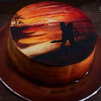 Airbrushed Landscape on cake