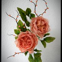 Austin Roses from wafer paper