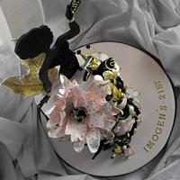 Pink, black and gold 21st cake