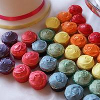 Rainbow Wedding Cakes and Cupcakes