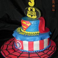 Super heroes themed cake