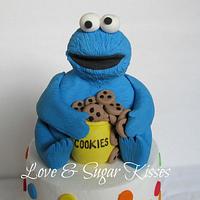 Cookie Monster Cake & Cupcakes