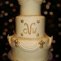 Ivory Swags Wedding Cake