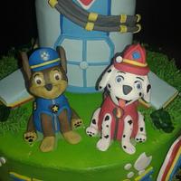paw patrol dogs tower cake