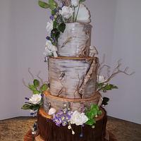 Woodland rustic wedding cake