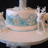 Snowflake and Reindeer Cake