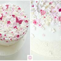 Blossoms & Angel Christening Cake