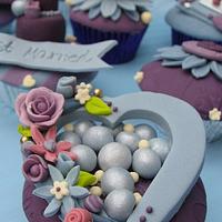 Purple and Blue Themed wedding Cupcakes