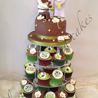 Shrek and Fiona Engagement Cake / Cupcakes