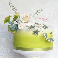 rose and airbrushed cake