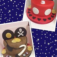Pirate and Mickey Mouse half & half cake