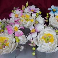 Bouquet of 4 kinds - peonies, cosmos, hydrangeas, buds