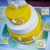 Yellow and white cake