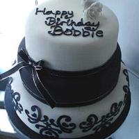 3 Tier Black and White Cake