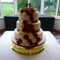 Cascading Roses Wedding Cake