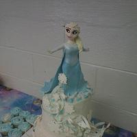 Frozen Birthday Cake and Cupcakes