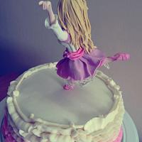 Ombre ruffle cake with Dancing Princess topper
