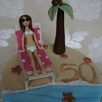 Beach themed cake for a 50th birthday <3