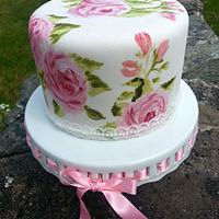 Painted rose cake