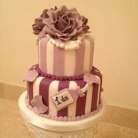 Purple themed wedding cake
