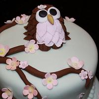 Owl & Cherry Blossom Cake