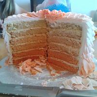 Peach ruffle ombre cake