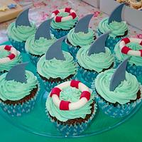 Shark Cake with Cupcakes