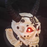 Skull cake with Horns and red led eyes! 