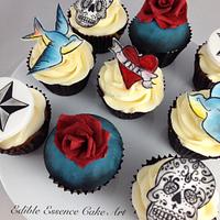 Hand painted Tattoo cupcakes