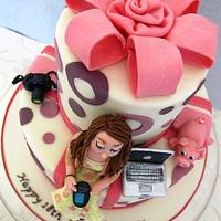 18th Birthday Cake with sugar models and mini accessories