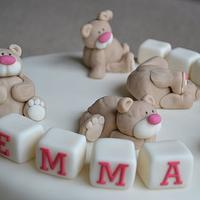 Tumbling bears christening cake