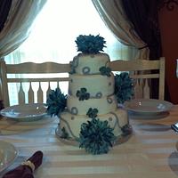 Teal and Silver Cake