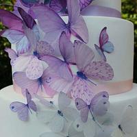 purple ombre butterfly wedding cake 