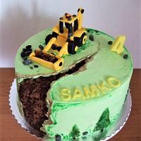Fault line cake with excavator