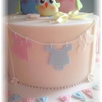 Cute owl baby shower cake
