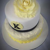 Yellow Ombre Heart Cake with Fondant Rose